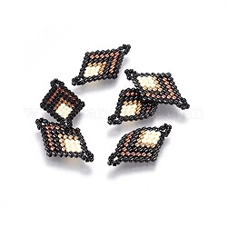 Liens de perles de rocaille japonaises miyuki & toho, motif de tissage, losange, noir, 23~24x13~14x1.7mm, Trou: 1.5mm