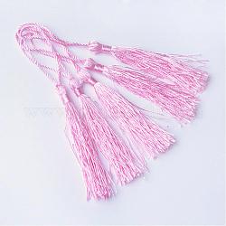 Decoraciones de borla de poliéster, decoraciones colgantes, rosa perla, 130x6mm, borla: 70~90 mm