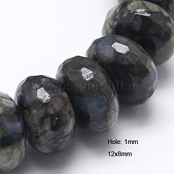 Naturali grigio opale perline fili, sfaccettato, rondelle, 12x8mm, Foro: 1 mm, circa 54pcs/filo, 15.5 pollice