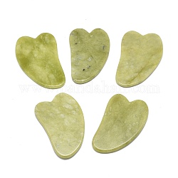 Tavole di gua sha di giada naturale al limone, strumenti di massaggio raschianti, strumenti facciali gua sha, cuore, 68~70x43~44x3.5~4mm