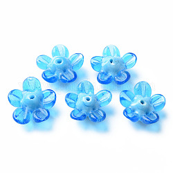 Perles vernissées manuelles, fleur, bleu profond du ciel, 14.5~15.5x15~16x7~8mm, Trou: 1.5mm
