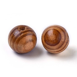 Round Natural Wood Beads, Dyed, Lead Free, BurlyWood, 20x18mm, Hole: 5mm