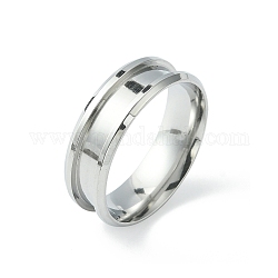 201 ajuste de anillo de dedo ranurado de acero inoxidable, núcleo de anillo en blanco, para hacer joyas con anillos, color acero inoxidable, tamaño de 12, 8mm, diámetro interior: 22 mm