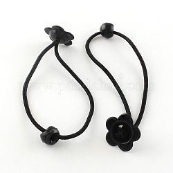 Accessori per capelli fiore cravatte capelli elastici, Supporto ponytail, con materiale acrilico, nero, 180x2mm, 100 pc / balla