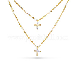 Tinysand cz jewelry 925 серебро кубический цирконий крест кулон двухъярусные ожерелья, золотые, 21 дюйм, 18 дюйм