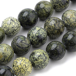Perles en pierre de serpentine naturelle / dentelle verte, ronde, 6mm, Trou: 1mm, Environ 60~62 pcs/chapelet, 15.35 pouce
