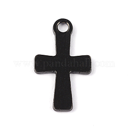 304 petite croix en acier inoxydable, électrophorèse noir, 12x7x0.8mm, Trou: 1.2mm