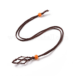 Halskette, mit natürlichen Holzperlen und chinesischer gewachster Baumwollkordel, dunkelrot, 22.83 Zoll (58 cm)