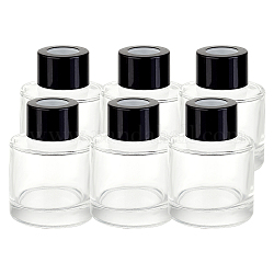 Benecreat Glas Aromatherapie Subpackage Flasche, mit Aluminiumoxidabdeckung & pp Stecker, Trichterbehälter aus Kunststoff und Transferpipetten, Elektrophorese schwarz, 49.5x68.5 mm, Kapazität: 50 ml (1.69 fl. oz), 6 Stück