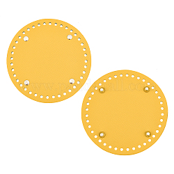 PU Leather Flat Round Bag Bottom, for Knitting Bag, Women Bags Handmade DIY Accessories, Goldenrod, 141x9.5mm, Hole: 4.5mm