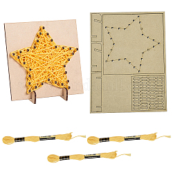 Gorgecraft 1 Set DIY String Art Kit Basteln für Kinder, inklusive Holzschablone und Wollgarn, Stern-Muster, 16x21 cm