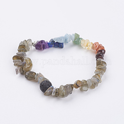 Bijoux chakra, bracelets extensibles en copeaux de labradorite naturelle, 2 pouce (52 mm)