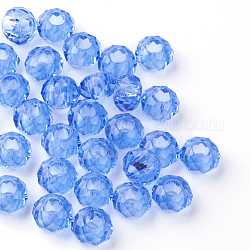 Perles européennes en verre, Perles avec un grand trou   , pas de noyau métallique, rondelle, bleu royal, environ 14 mm de diamètre, épaisseur de 8mm, Trou: 5mm