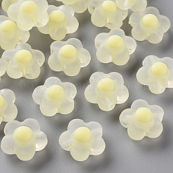 Perles en acrylique transparente, mat, Perle en bourrelet, fleur, jaune clair, 16.5x17x9.5mm, Trou: 2.5mm, environ 390 pcs/500 g