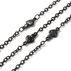 304 cadenas de eslabones de seta de acero inoxidable, con carrete, soldada, electroforesis negro, 11.5x5.5x1.7mm, 2.5x2x0.3mm, aproximadamente 32.81 pie (10 m) / rollo