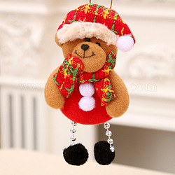 Noël tissu ours poupée suspendus ornements, pendentif pour décorations d'arbre de maison, colorées, 170x80mm