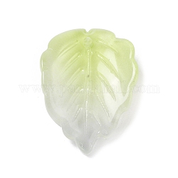 Pendentifs en verre, breloques de feuilles de fraisier, vert jaune, 22x16x7.5mm, Trou: 1.2mm