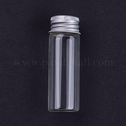 Leere Glasperlen-Aufbewahrungsröhrchen, mit platinierter Schraubkappe aus Aluminium und Silikonstopfen, Kolumne, Transparent, 7x2.2 cm, Kapazität: 15 ml (0.5 fl. oz)