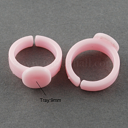 Manguito coloridos componentes de anillo de acrílico, para los niños, rosa, 14mm, Bandeja: 9 mm
