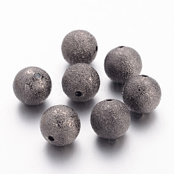 Brass Textured Beads, Round, Gunmetal, Size: about 12mm in diameter, hole: 1.8mm
