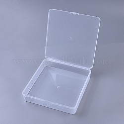 Пластиковые бисера контейнеры, коробка для хранения, квадратный, прозрачные, 7-1/8x7-1/8x1-5/8 дюйм (18.2x18.2x4.1 см)