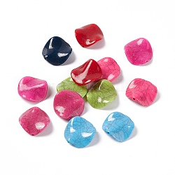 Perles acryliques opaques craquelées, turquoise d'imitation, torsion plat rond, couleur mixte, 23.5x24x4.5mm, Trou: 1.6mm, environ 303 pcs/500 g