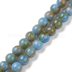 Chapelets de perles vernissées manuelles, ronde, lumière bleu ciel, 10mm, Trou: 1.2mm, Environ 38 pcs/chapelet, 14.17'' (36 cm)