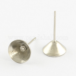 304 Stainless Steel Post Stud Earring Findings for Pointed Back Xilion Rivoli Rhinestone, Stainless Steel Color, Fit for 3mm Rhinestone, Pin: 0.5mm