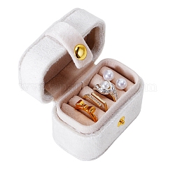 Boîte à bagues en velours, organisateur de bijoux, rectangle, blanc, 6.5x3.9x5 cm