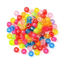 Perles en plastique, avec de la poudre de paillettes, rondelle, couleur mixte, 9x6mm, Trou: 3.5mm