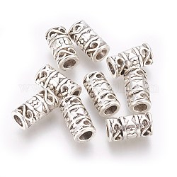 Tibetischer stil legierung perlen, Kolumne, Cadmiumfrei und Nickel frei und Bleifrei, Antik Silber Farbe, 12x6 mm, Bohrung: 3.5 mm
