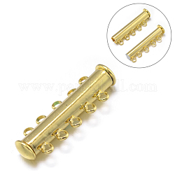 5-Stränge 10-Löcher Rohr Messing Magnet Gleitverschluß Spangen, Nickelfrei, golden, 30x10x7 mm, Bohrung: 2 mm