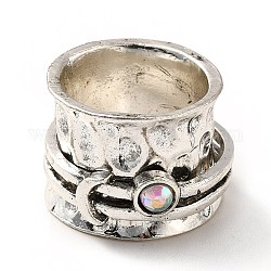 Вращающееся кольцо на палец из лунного сплава со стразами, массивное готическое кольцо для успокаивающей медитации, античное серебро, размер США 7 1/4 (17.5 мм)
