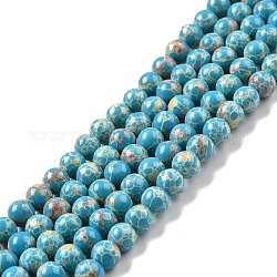 Fili di perle di diaspro imperiale sintetico, tinto, tondo, cielo blu, 6mm, Foro: 1.2 mm, circa 65pcs/filo, 14.76 pollice ~ 14.96 pollici (37.5 cm ~ 38 cm)