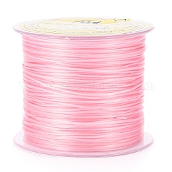 Japanische flache elastische Kristallschnur, Polyesterfaden, für Stretcharmbänder Edelsteinschmuckherstellung, rosa, 0.5 mm, ca. 65.6 Yard (60m)/Rolle