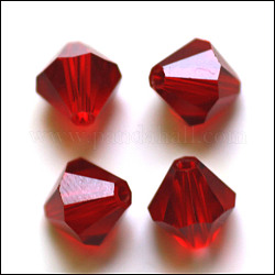 Perles d'imitation cristal autrichien, grade AAA, facette, Toupie, rouge foncé, 6x6mm, Trou: 0.7~0.9mm