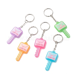 Briefumschlagschlüssel mit dem Wort „Ich liebe dich“ Schlüsselanhänger aus Kunstharz, mit  eisernem Zubehör, kantille, Mischfarbe, 10.7 cm