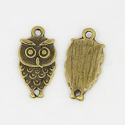 Tibetan Style Zinc Alloy Pendants for Halloween, Cadmium Free & Lead Free, Owl, Antique Bronze, 18x10x2mm, Hole: 1.5mm