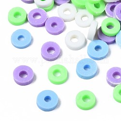 Perles en pâte polymère manuel, perles heishi, disque / plat rond, couleur mixte, 4x0.5~1.5mm, Trou: 1.5mm, environ 66600 pcs/1000 g
