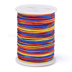 Hilo de poliéster teñido en segmentos, cordón trenzado, colorido, 0.4mm, alrededor de 16.4 yarda (15 m) / rollo