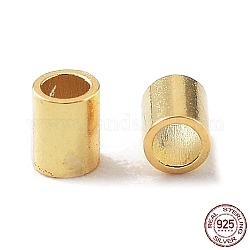925 cuentas de tubo espaciador de plata de ley., columna, dorado, 2x1.5mm, agujero: 1 mm, Aproximadamente 588 unidad (10g)/bolsa