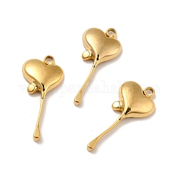 Ion Plating(IP) 304 Stainless Steel Pendants, Melting Heart Charms, Real 18K Gold Plated, 19.5x9x2.5mm, Hole: 1.5mm