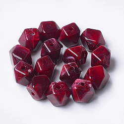 Acrylic Beads, Imitation Gemstone Style, Polygon, Dark Red, 11.5x10x10mm, Hole: 2mm, about 428pcs/500g