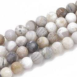Chapelets de perles en agate de feuille de bambou naturelle, mat, ronde, 4mm, Trou: 1mm, Environ 96 pcs/chapelet, 15.5 pouce
