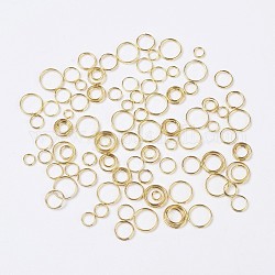 Anneaux fendus doubles, anneaux de saut à double boucle, taille mixte, or, environ 4~10 mm de diamètre