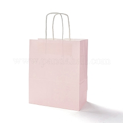 Sacchetti di carta rettangolari, con maniglie, per sacchetti regalo e shopping bag, rosa nebbiosa, 26.5x22x11.1cm, piega: 26.5x22x0.2 cm