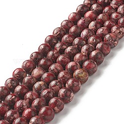 Brins de perles de jaspe impérial naturel, teinte, ronde, rouge foncé, 8~8.5mm, Trou: 1~1.2mm, Environ 47~48 pcs/chapelet, 15.16 pouce (38.5 cm)
