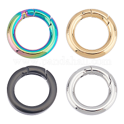 UNICRAFTALE 4Pcs Spring Gate Rings 4 Colors Stainless Steel Snap Clasps 13~14mm Inner Ion Plating Round Clips Snap Hooks Spring Keyring Buckle Clasps for Bag Purse Shoulder Strap Key Chains