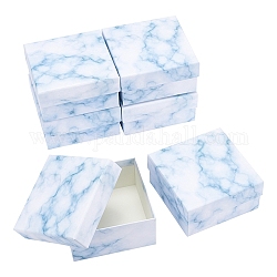 Mármol textura patrón papel cartón cajas de joyería, cuadrado, blanco, 12.9x12.9x6.6 cm, interior: 12x12 cm