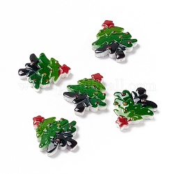 Cabujones de resina opaca con motivos navideños, árbol de Navidad, verde, 22.5x19.5x3.5mm